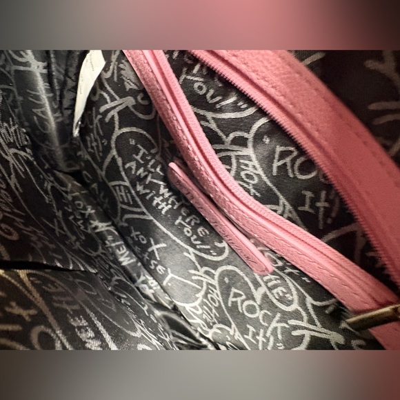 Betsey Johnson Convertible Mini Backpack Crossbody Black White Pink Floral XO - Picture 12 of 14